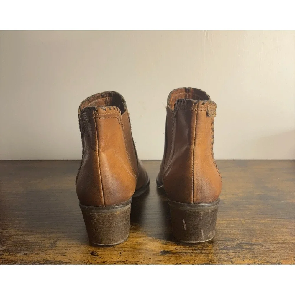 Pikolinos Leather Ankle Boots Womens 9-9.5‎ Brandy Handstitch Trim